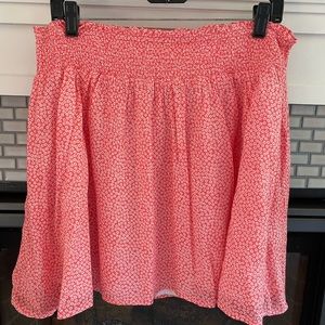 Coral pink micro floral short skirt with smocked waist